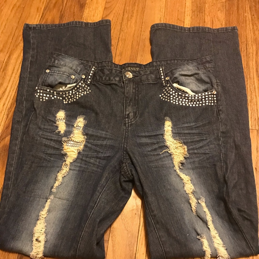 Venus Denim Womens Jeans Fame Distressed Size 12